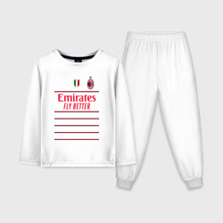 Пижама с принтом Златан Ибрагимович ФК Милан форма 22-23 гостевая для ребенка, вид спереди №1. Цвет основы: белый