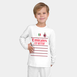 Пижама с принтом Златан Ибрагимович ФК Милан форма 22-23 гостевая для ребенка, вид на модели спереди №2. Цвет основы: белый
