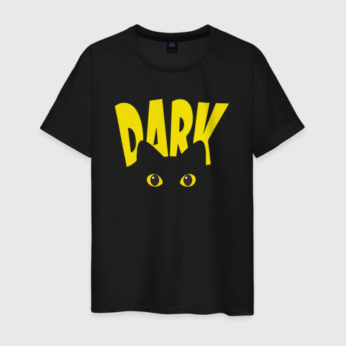 Мужская футболка хлопок Dark - глаза черной кошки, цвет черный
