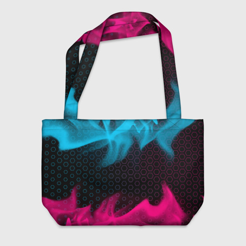 Пляжная сумка 3D Mazda - neon gradient: надпись и символ - фото 2