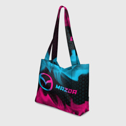 Пляжная сумка 3D Mazda - neon gradient: надпись и символ - фото 2