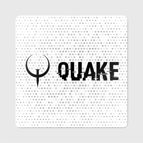 Магнит виниловый Квадрат Quake glitch на светлом фоне: надпись и символ