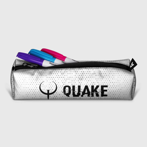 Пенал школьный 3D Quake glitch на светлом фоне: надпись и символ - фото 3