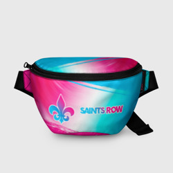 Поясная сумка 3D Saints Row neon gradient style: надпись и символ