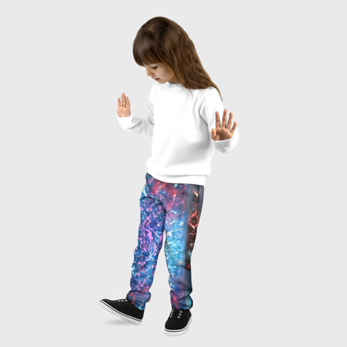 Детские брюки 3D с принтом Стихии воды и лавы, фото на моделе #1