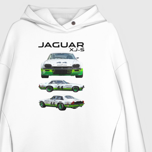 Женское худи Oversize хлопок Jaguar постер обложка журнала, цвет белый - фото 3