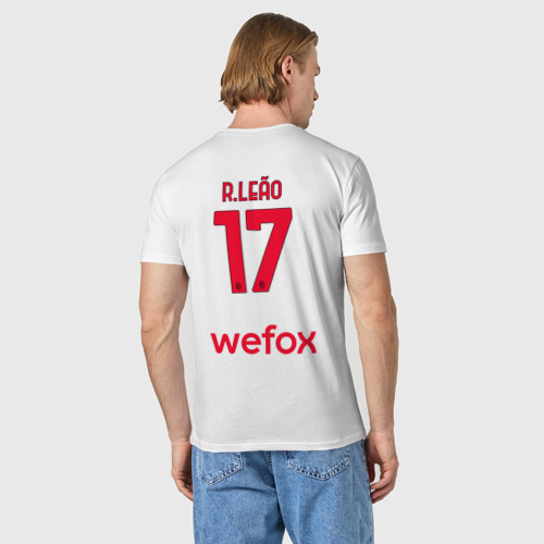 Мужская футболка хлопок Рафаэль Леао ФК Милан форма 22-23 гостевая, цвет белый - фото 4