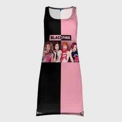 Платье-майка 3D Черно-розовый градиент Black Pink