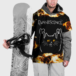 Накидка на куртку 3D Evanescence рок кот и огонь