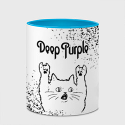 Кружка с полной запечаткой Deep Purple рок кот на светлом фоне - фото 2
