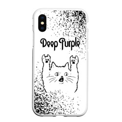 Чехол для iPhone XS Max матовый Deep Purple рок кот на светлом фоне