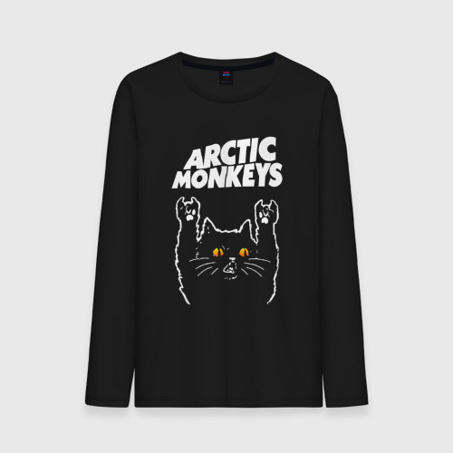 Мужской лонгслив хлопок Arctic Monkeys rock cat, цвет черный