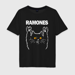 Мужская футболка хлопок Oversize Ramones rock cat