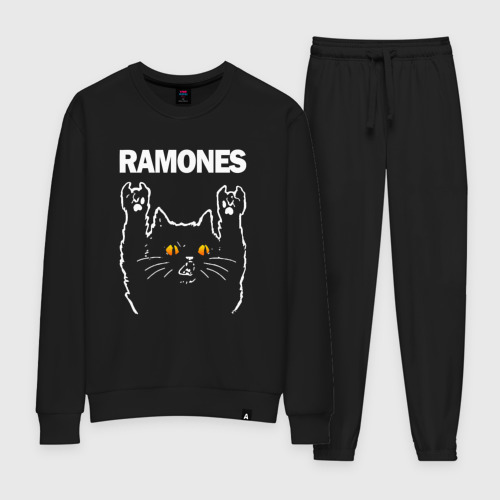 Женский костюм хлопок Ramones rock cat, цвет черный