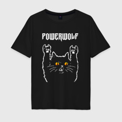 Powerwolf rock cat – Мужская футболка хлопок Oversize с принтом купить со скидкой в -16%