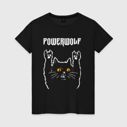 Женская футболка хлопок Powerwolf rock cat