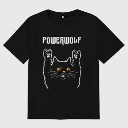 Мужская футболка хлопок Oversize Powerwolf rock cat