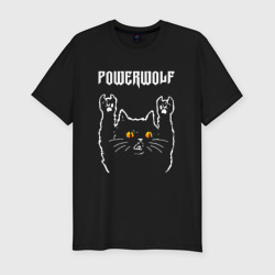 Мужская футболка хлопок Slim Powerwolf rock cat