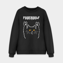 Мужской свитшот oversize без начеса хлопок Powerwolf rock cat