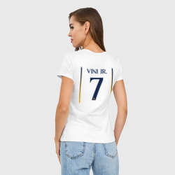 Женская футболка хлопок Slim Винисиус Жуниор ФК Реал Мадрид форма 23-24 домашняя - фото 2