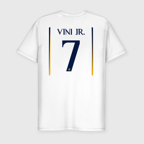 Мужская футболка хлопок Slim Винисиус Жуниор ФК Реал Мадрид форма 23-24 домашняя, цвет белый - фото 2