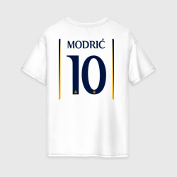Женская футболка хлопок Oversize Лука Модрич ФК Реал Мадрид форма 23-24 домашняя