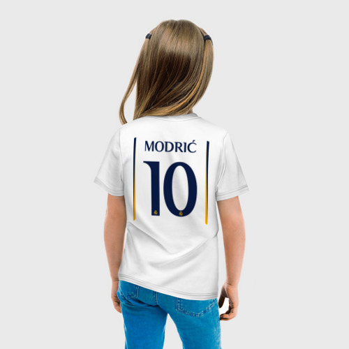 Детская футболка хлопок Лука Модрич ФК Реал Мадрид форма 23-24 домашняя, цвет белый - фото 6