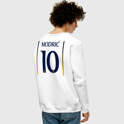 Мужской свитшот хлопок Лука Модрич ФК Реал Мадрид форма 23-24 домашняя, цвет белый - фото 4
