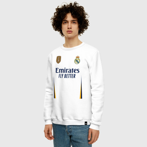 Мужской свитшот хлопок Лука Модрич ФК Реал Мадрид форма 23-24 домашняя, цвет белый - фото 3