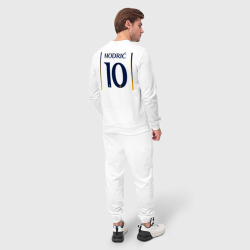 Мужской костюм хлопок с принтом Лука Модрич ФК Реал Мадрид форма 23/24 домашняя, вид сзади #2