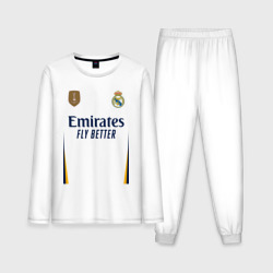 Мужская пижама с лонгсливом хлопок Реал Мадрид форма 23-24 домашняя