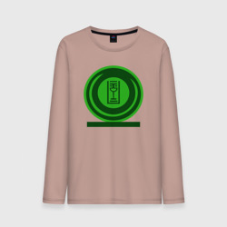 Мужской лонгслив хлопок Логотип, чаша с полосками - значок, зеленый мир