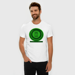 Мужская футболка хлопок Slim Логотип, чаша с полосками - значок, зеленый мир - фото 2