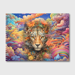 Альбом для рисования Леопард в тропических цветах