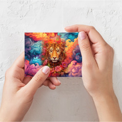 Поздравительная открытка Леопард в тропических цветах - фото 2