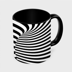 Кружка с полной запечаткой Черно-белая полосатая иллюзия воронка