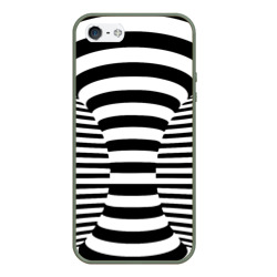 Чехол для iPhone 5/5S матовый Черно-белая полосатая иллюзия воронка