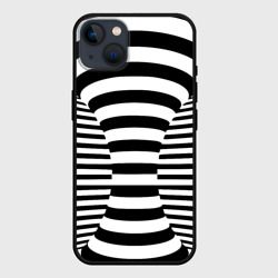 Чехол для iPhone 14 Plus Черно-белая полосатая иллюзия воронка