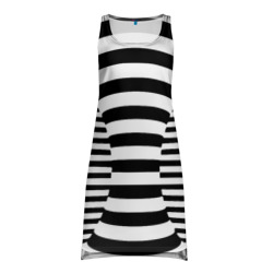 Платье-майка 3D Черно-белая полосатая иллюзия воронка