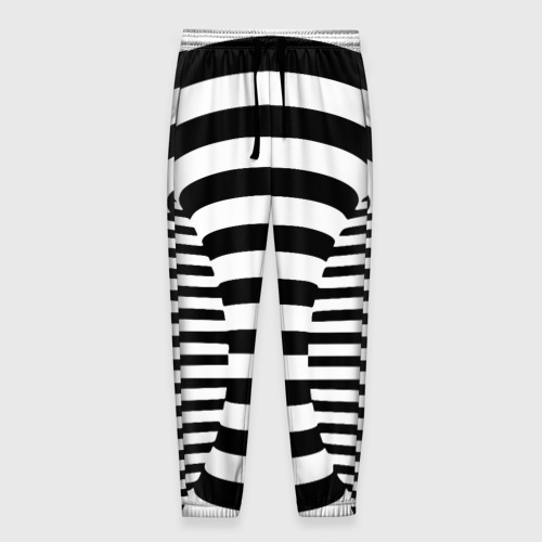 Мужские брюки 3D Черно-белая полосатая иллюзия воронка, цвет 3D печать