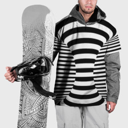 Накидка на куртку 3D Черно-белая полосатая иллюзия воронка