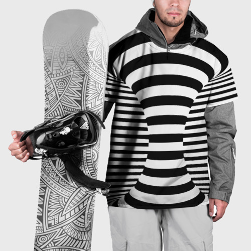 Накидка на куртку 3D Черно-белая полосатая иллюзия воронка, цвет 3D печать