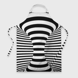 Черно-белая полосатая иллюзия воронка – Фартук с принтом купить