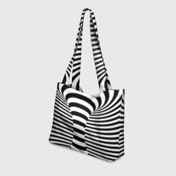 Пляжная сумка 3D Черно-белая полосатая иллюзия воронка - фото 2