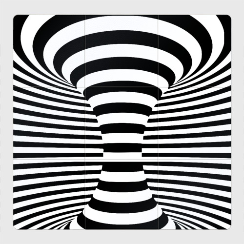 Магнитный плакат 3Х3 Черно-белая полосатая иллюзия воронка