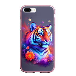 Чехол для iPhone 7Plus/8 Plus матовый Тигр и краски - нейросеть
