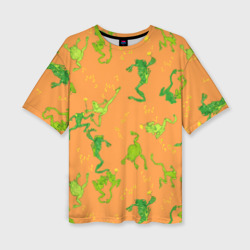 Женская футболка oversize 3D Танцующие лягушки