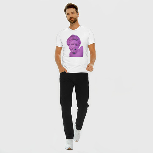 Мужская футболка хлопок Slim с принтом Возрождение vaporwave, вид сбоку #3