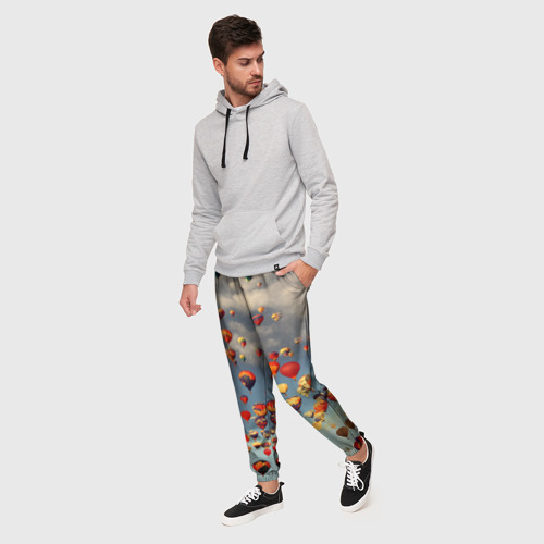 Мужские брюки 3D с принтом Летательные шары, фото на моделе #1