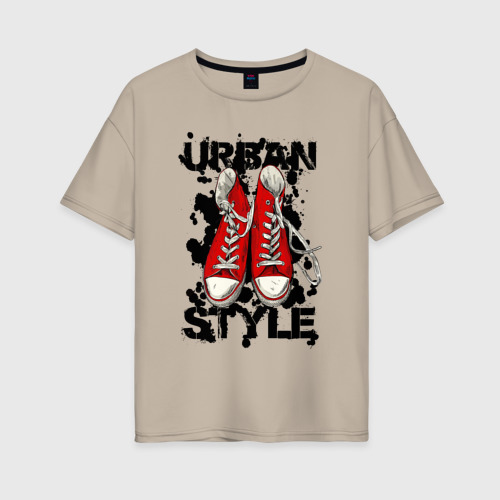 Женская футболка хлопок Oversize Urban Style, цвет миндальный
